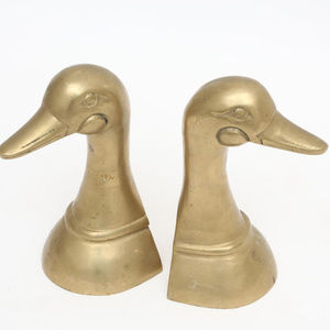 Vintage Brass Duck Bookends MCM